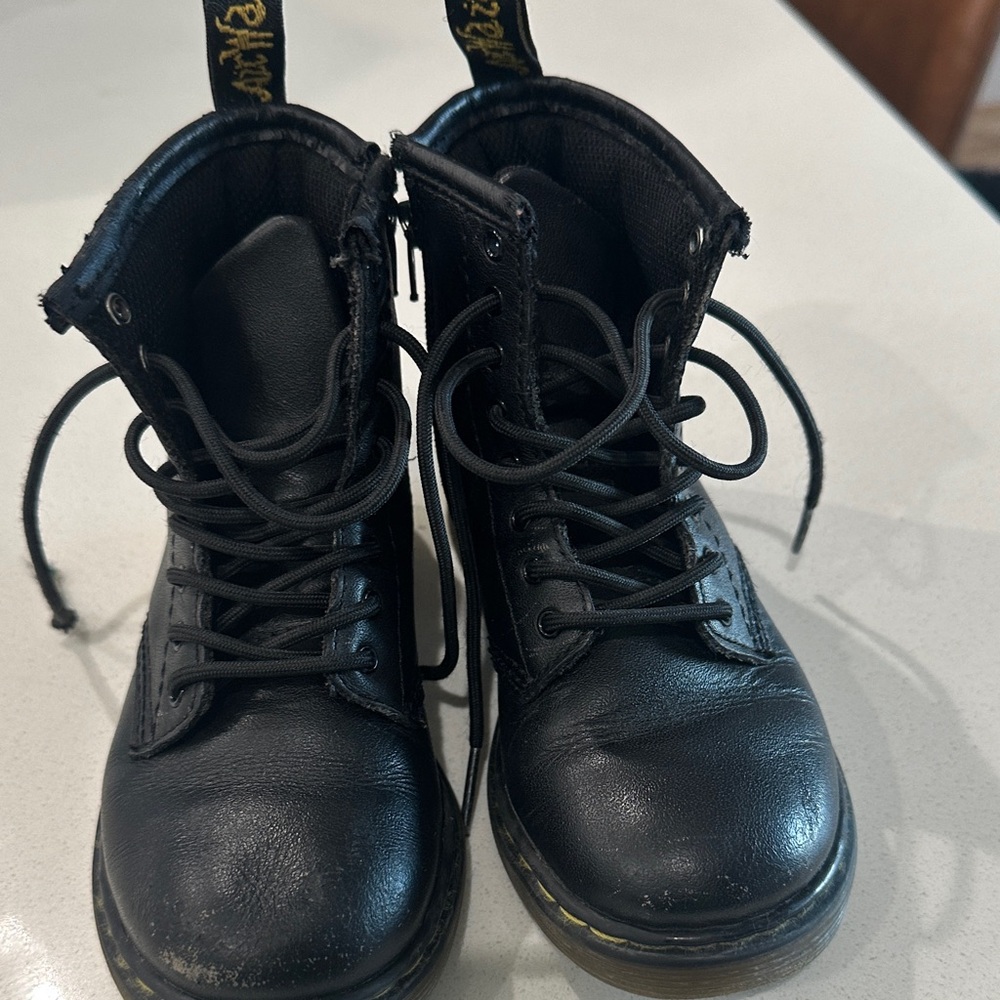 Black Leather Lace-Up Boots